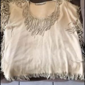 Vintage suede fringe top